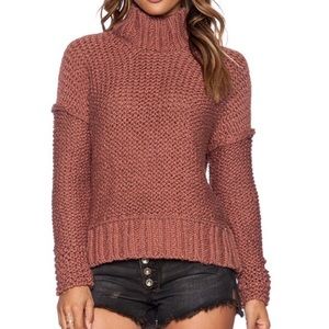 Free people long summer sweater in desert pink